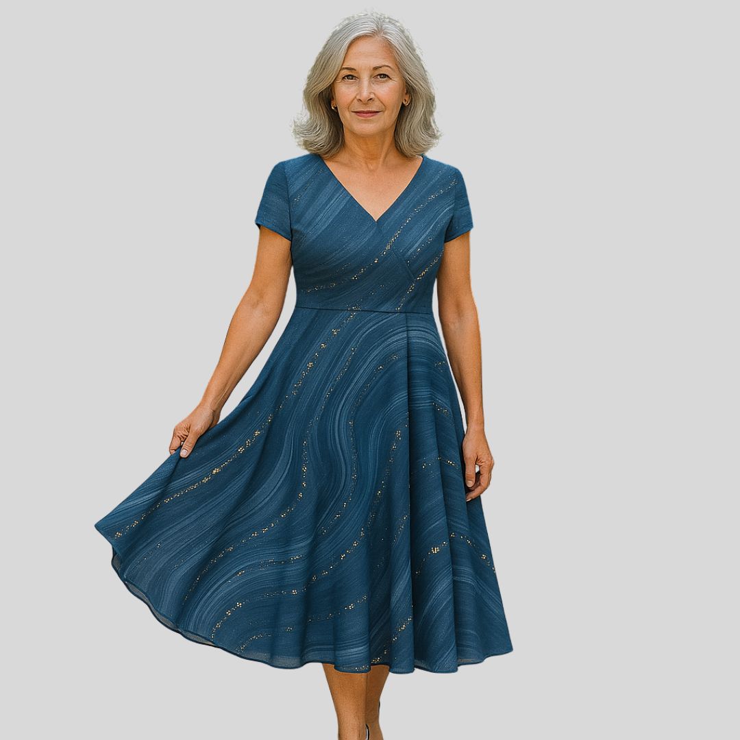 Londyn | Elegancka midi sukienka z dekoltem w kształcie V