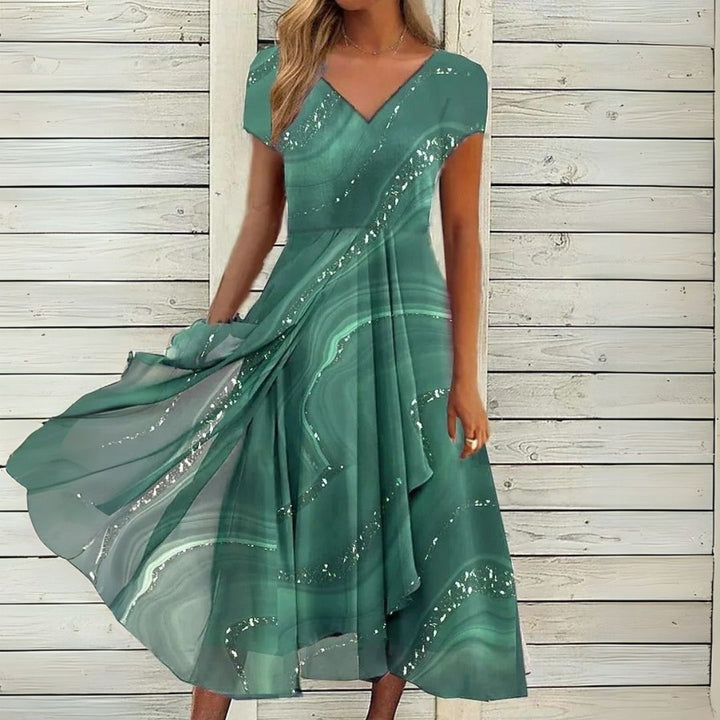 Londyn | Elegancka midi sukienka z dekoltem w kształcie V