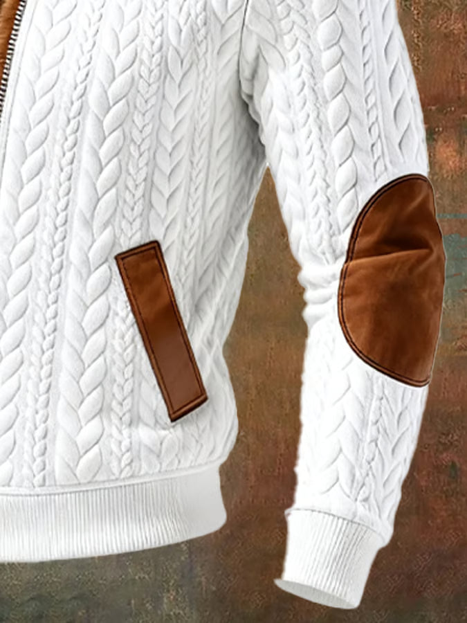 Retro Knitted Jacquard Warm Multi-Pocket Outdoor Jacket