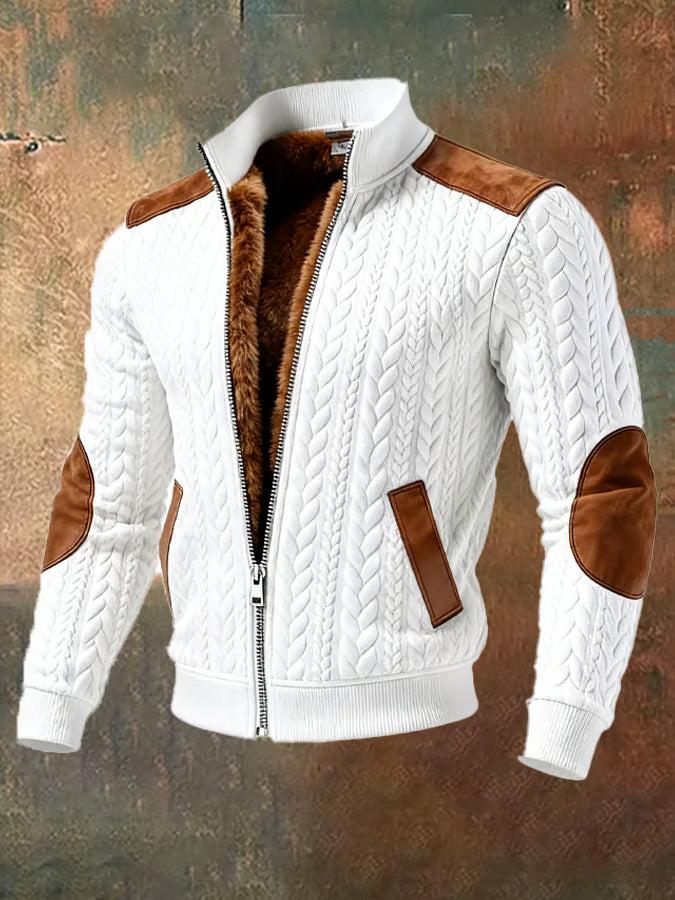 Retro Knitted Jacquard Warm Multi-Pocket Outdoor Jacket