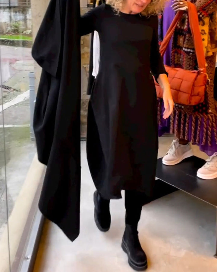 Clara | Jesienna midi sukienka z kieszeniami