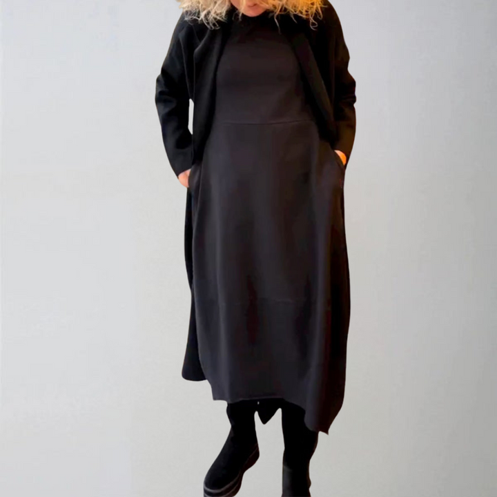 Clara | Jesienna midi sukienka z kieszeniami